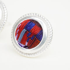 Red Nostalgia Round Stud Earrings